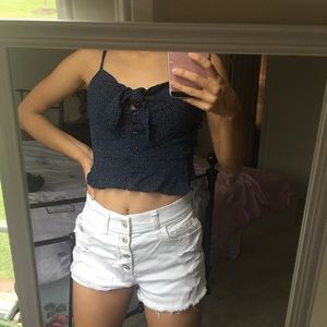 American Eagle Navy Polkadot Crop Top